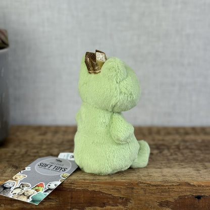 Jellycat Crowning Croaker Green Frog - Small Mini Beanie Frog In Crown Plush