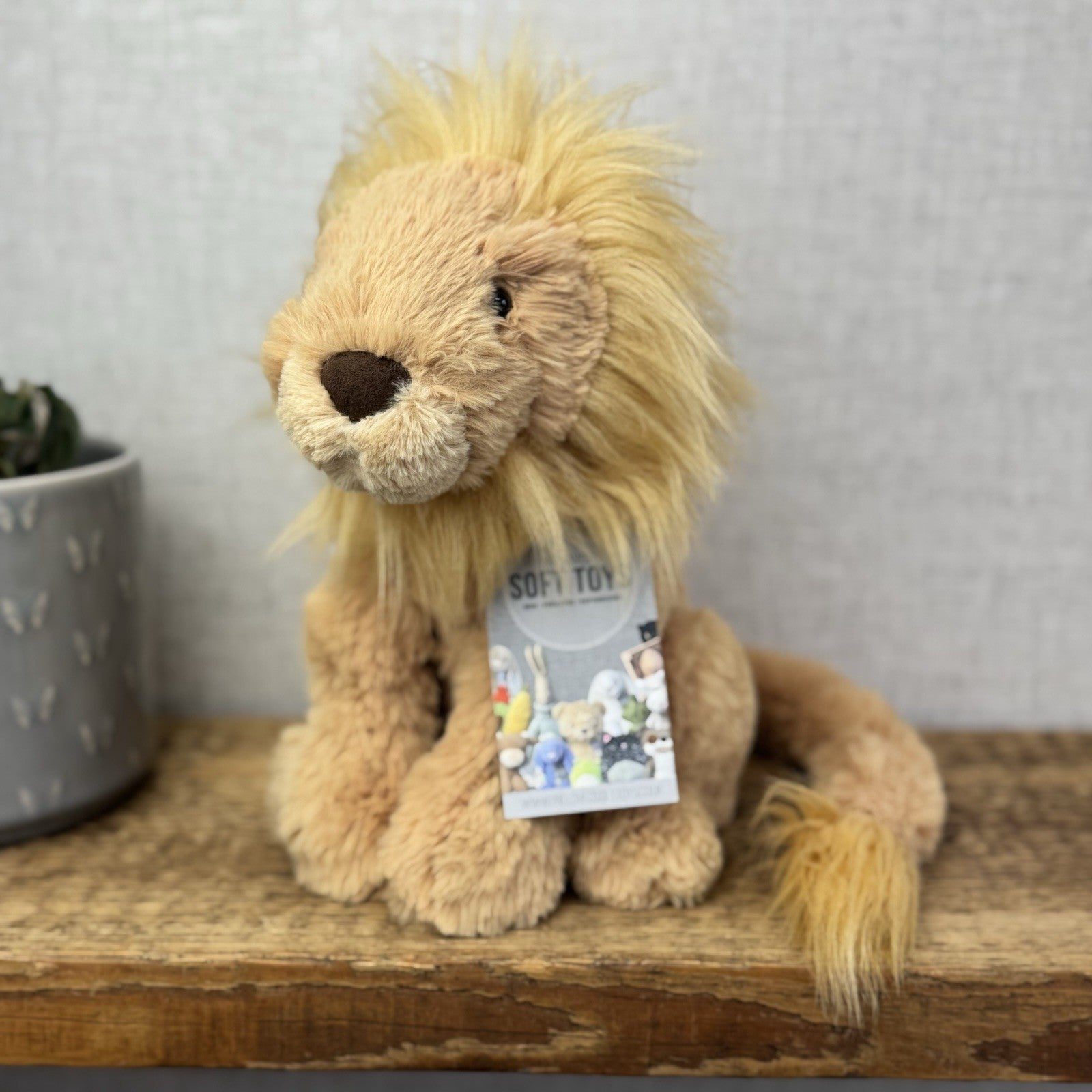 Jellycat Leonardo Lion Medium Wild CatTail - Sitting Lion Beanie Plush Retired