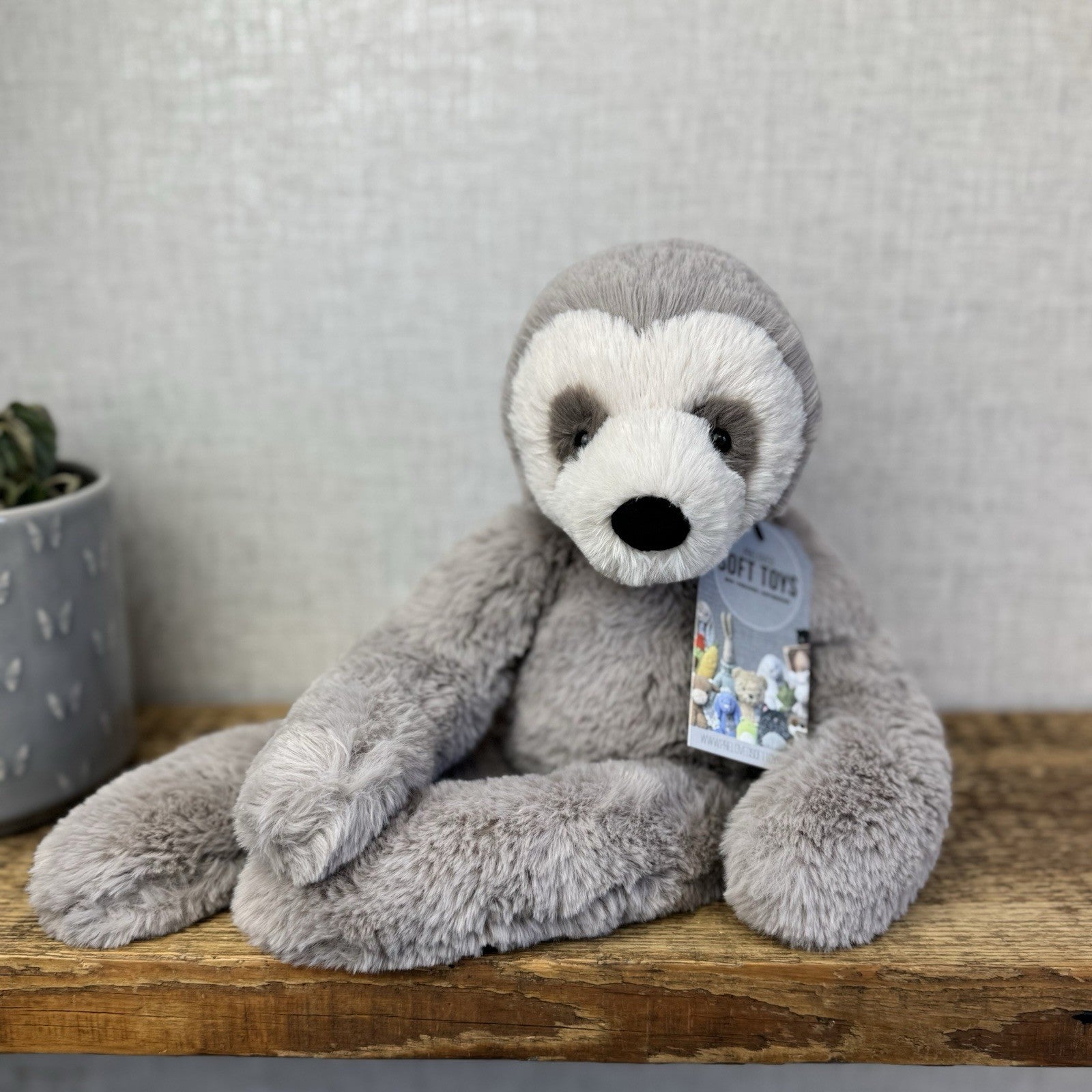 Jellycat Medium Bailey Sloth - Grey Sloth Plush Teddy Collectible 14”