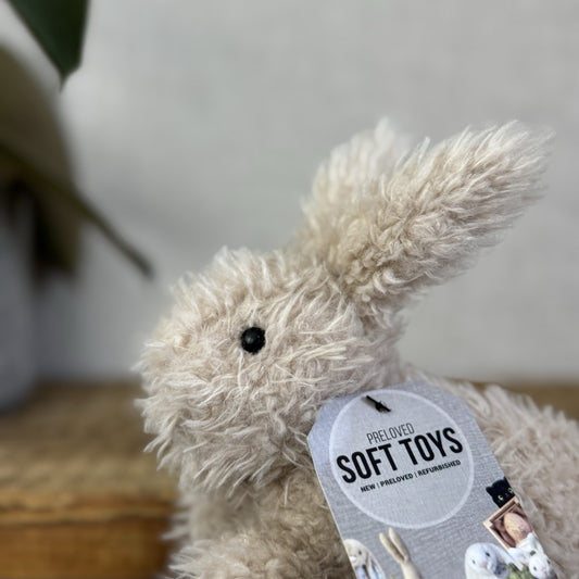 Jellycat Beige Hoppity Bunny Curly Fur Fluffy Angora Bunny Rabbit Small 6”