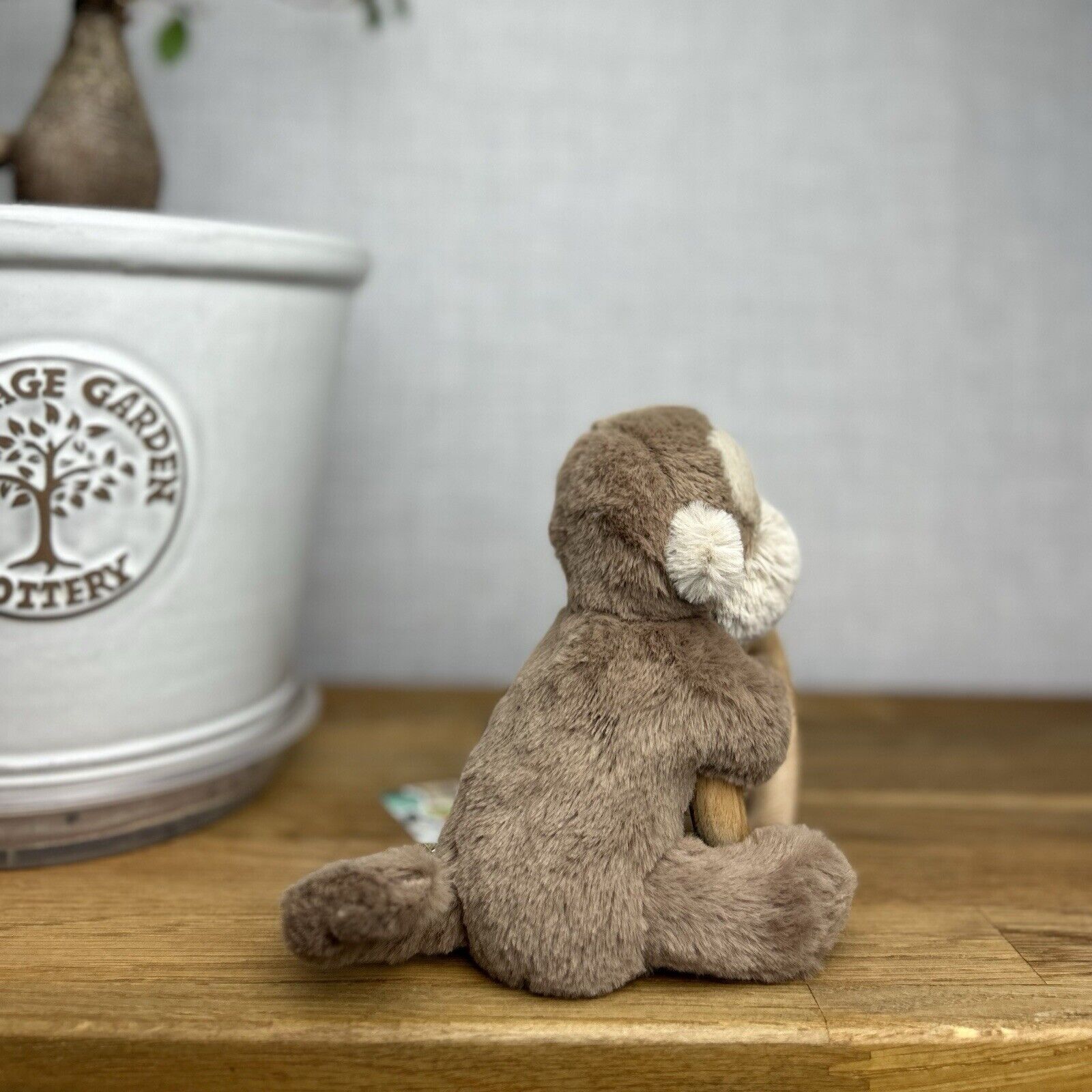 Jellycat Shooshu Monkey Teething Ring - Rattle Toy - Monkey Smudge Teether 5”