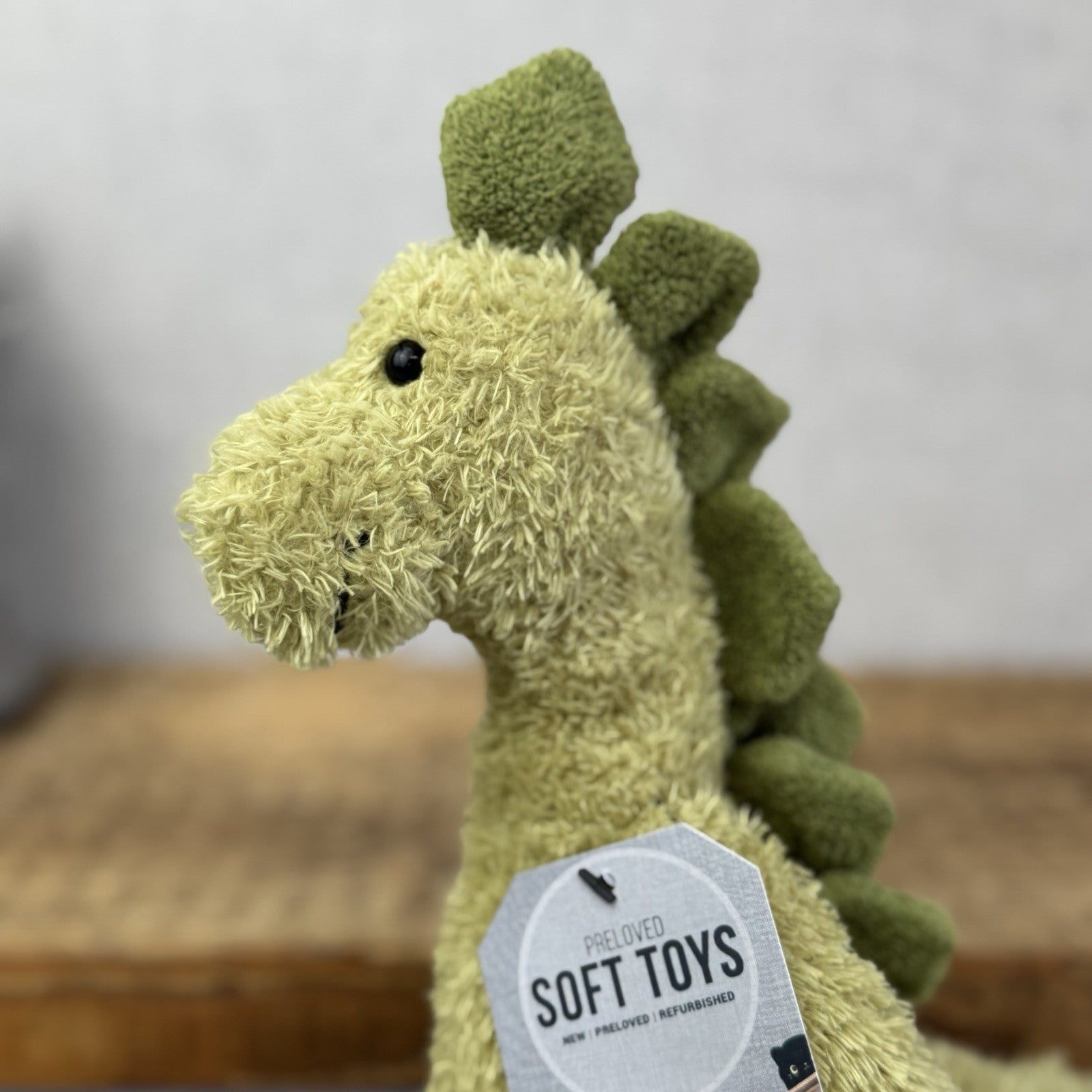 Jellycat Dippy Dinosaur - Sitting Green Curly Textured Dino Plush Rare 12"