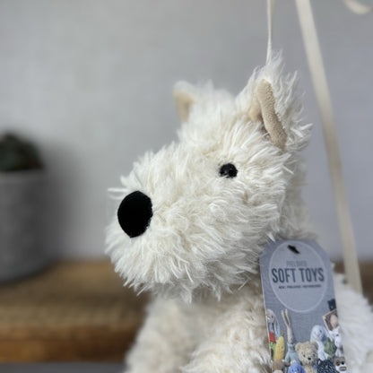 Jellycat Munro Scottie White Westie Dog Bag Soft White Dog Bag Plush 12"