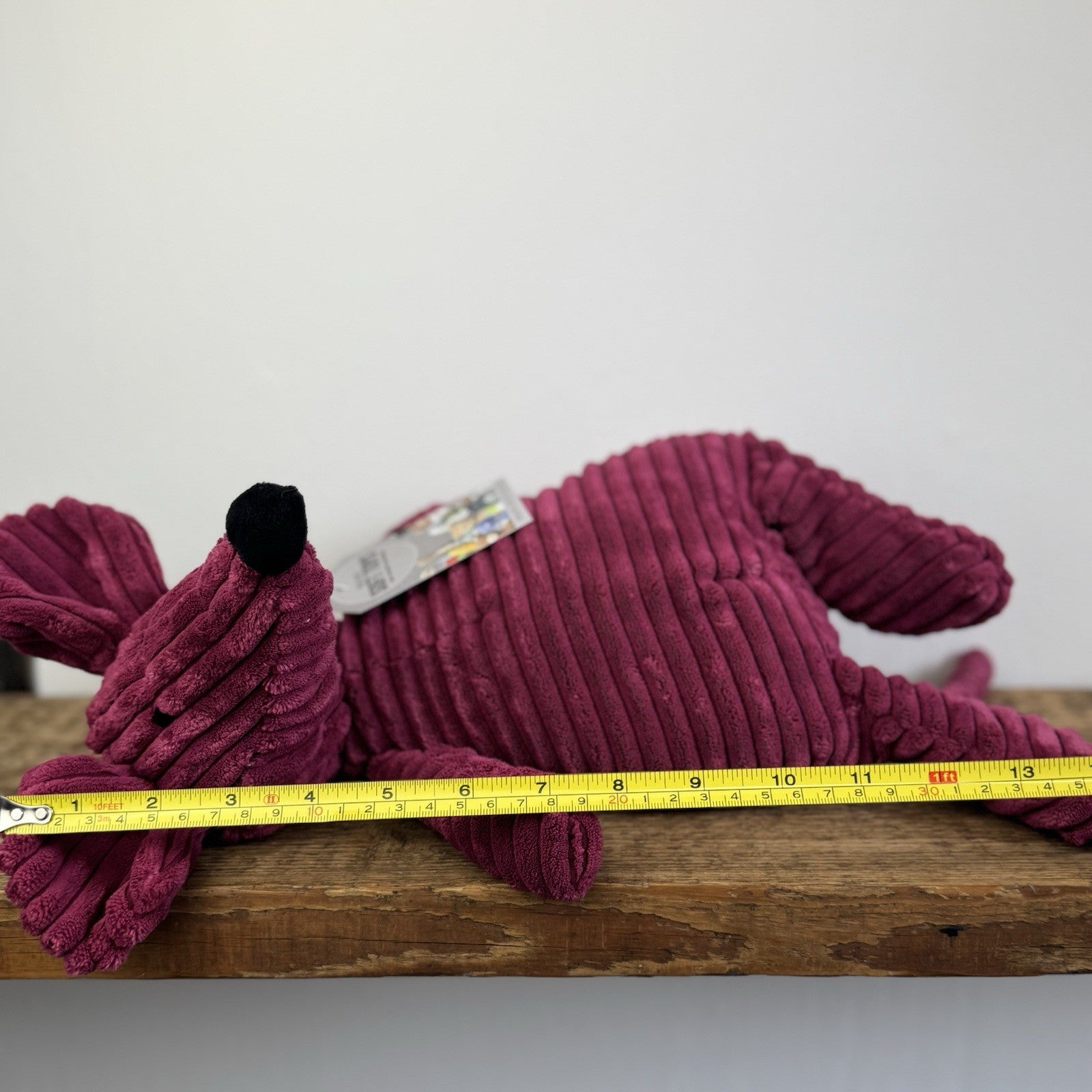 Jellycat Medium Cordy Roy Mouse - Burgundy Cord Mouse Soft Toy 16"