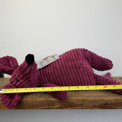Jellycat Medium Cordy Roy Mouse - Burgundy Cord Mouse Soft Toy 16"