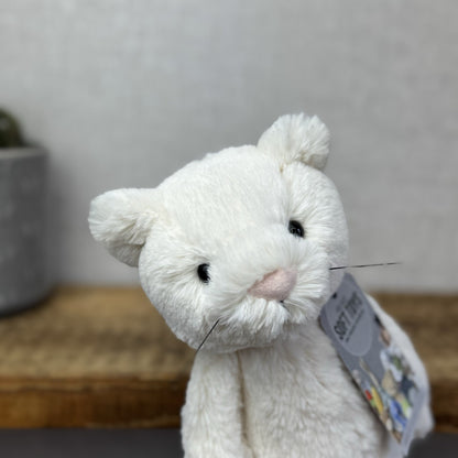 Jellycat Medium Bashful Cream Cat Kitten - Cream Cat With Whiskers Retired 12”