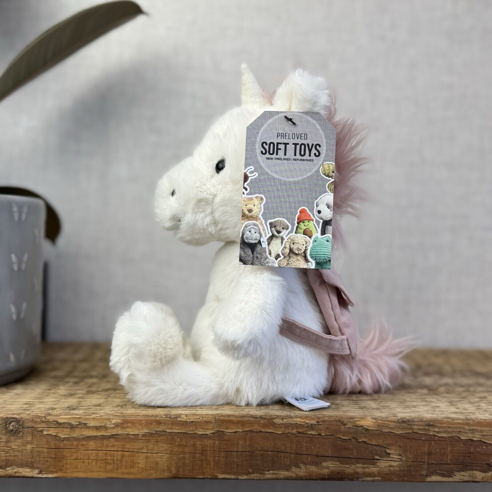 Jellycat Backpack Unicorn - Small Fluffy Unicorn With Backpack Soft Toy Beanie