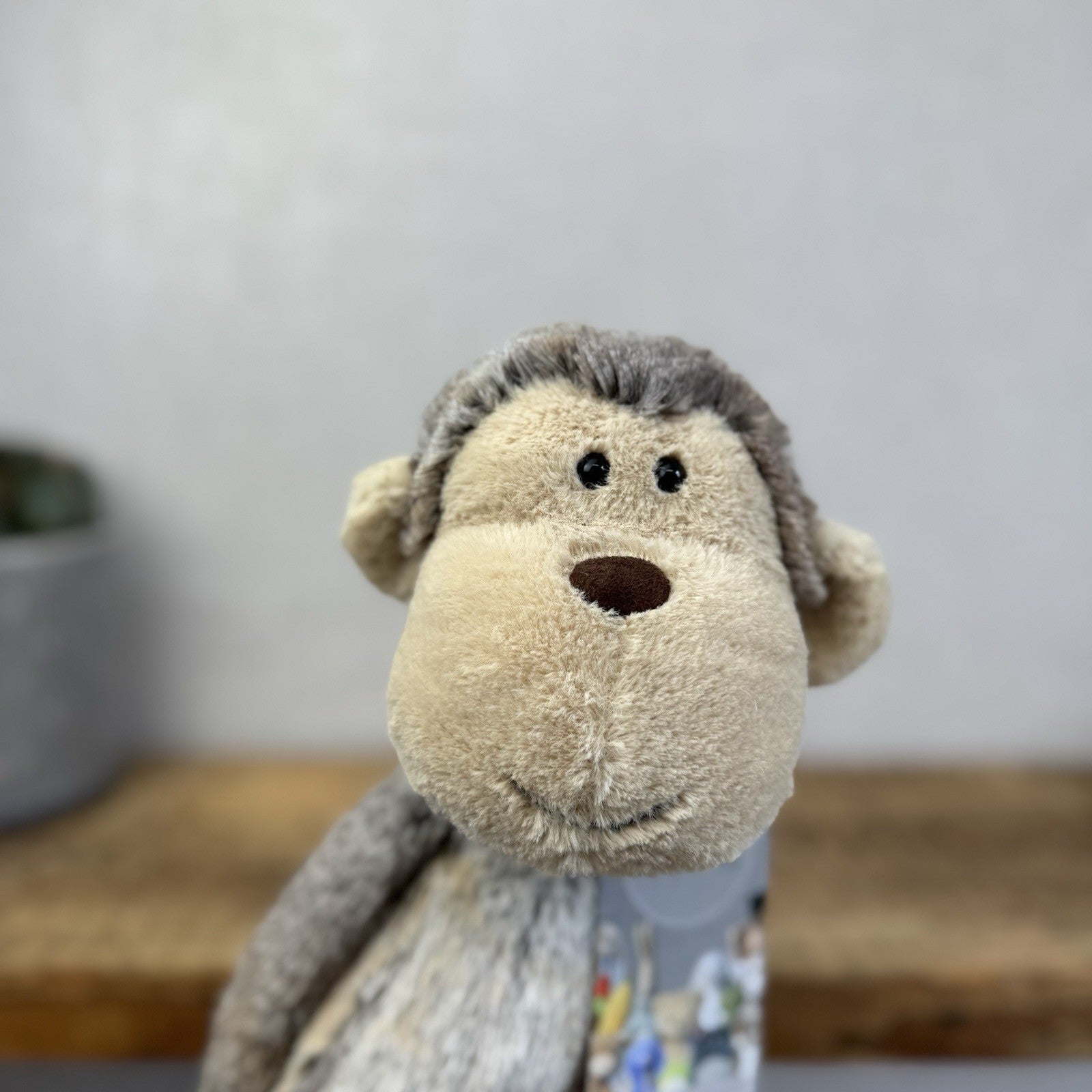 Jellycat Medium Mattie Monkey - Woodland Grey/Brown Mix Monkey Beanie Plush 16"