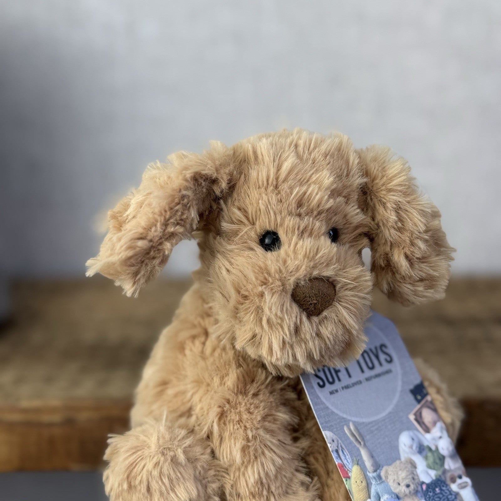 Jellycat Small Fuddlewuddle Puppy - Small Sitting Textured Honey Dog Retired 6"