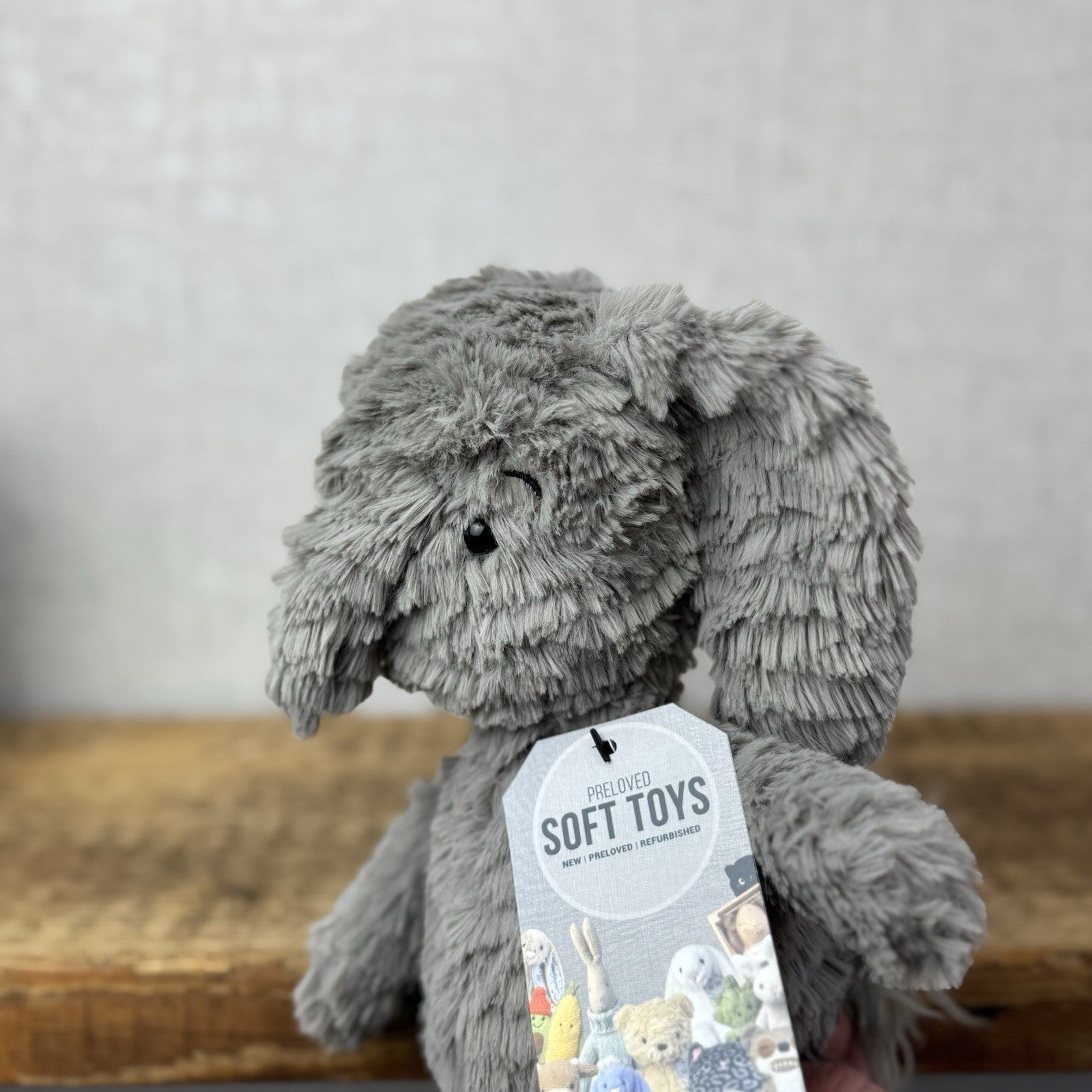 Jellycat Squishu Elephant - Small Grey Colour Textured Elephant Retired 10"
