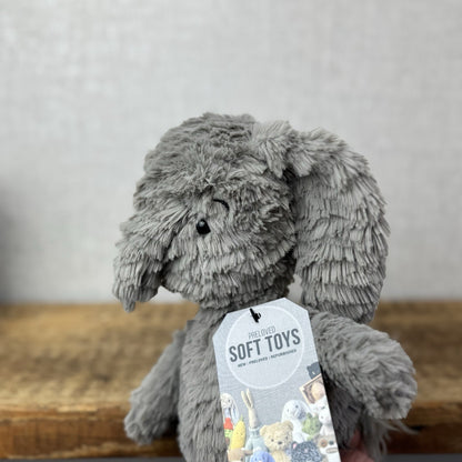 Jellycat Squishu Elephant - Small Grey Colour Textured Elephant Retired 10"