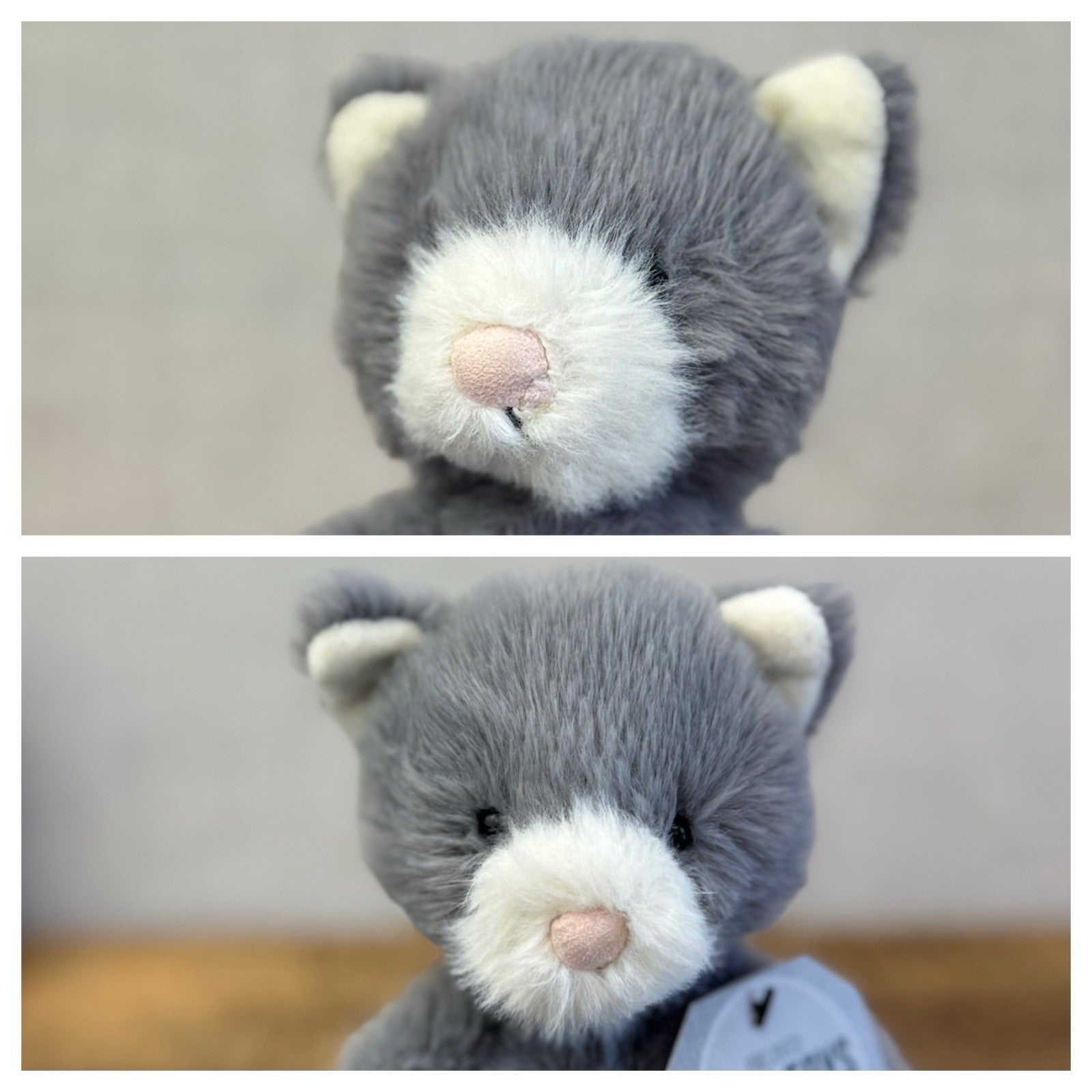 Jellycat Sweetie Kitten - Small Fluffy Light Grey Beanie Kitten (repaired)