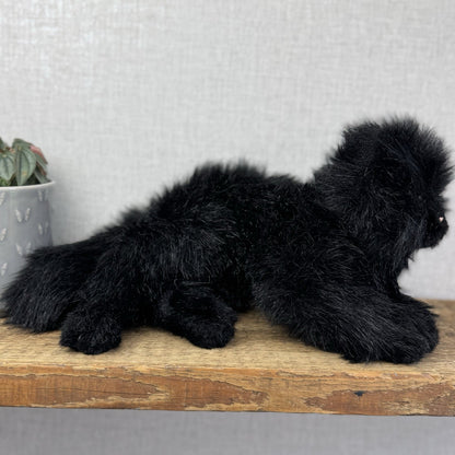 Russ All Black Fluffy Cat Sassy - Green Eyes Realistic Black Cat Plush Rare 15”