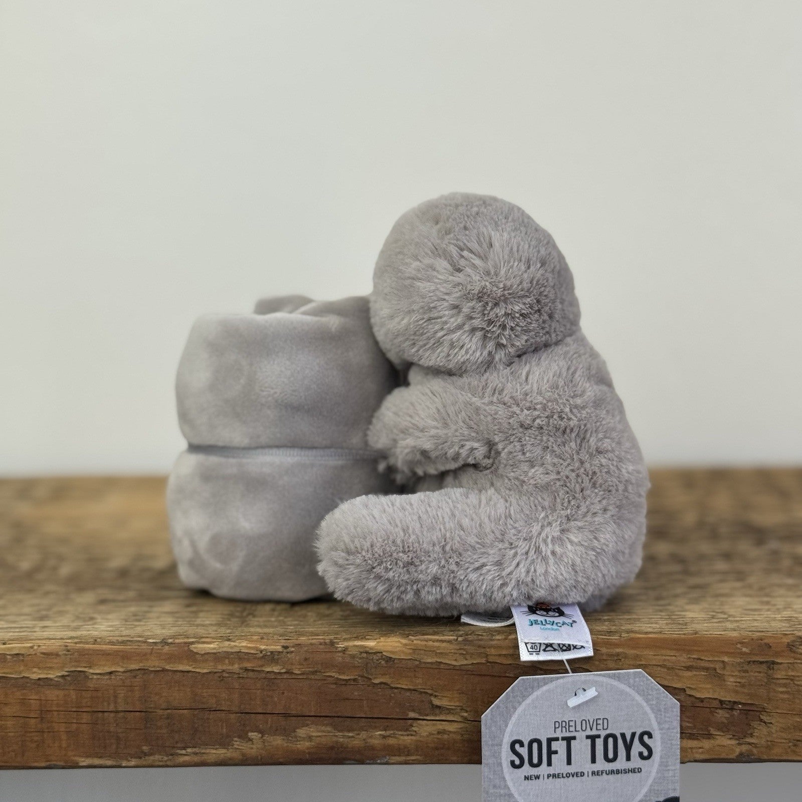 Jellycat Bailey Sloth - Shooshu Sloth Soother Comfort Blanket Grey Retired Rare