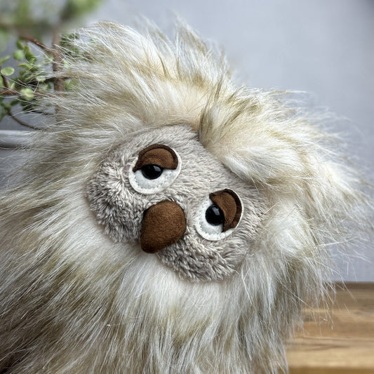 Jellycat Ania Owl - Light Beige Fluffy Owl Plush - Beanie Owl Large 10"