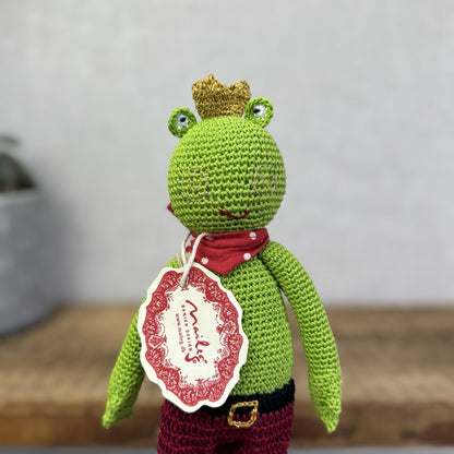 Maileg Knitted Frog Prince - Rare Retired Item 16-0026-00 New With Tags 9"