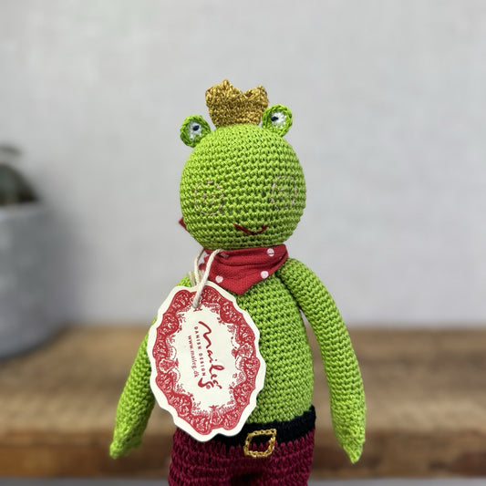 Maileg Knitted Frog Prince - Rare Retired Item 16-0026-00 New With Tags 9"