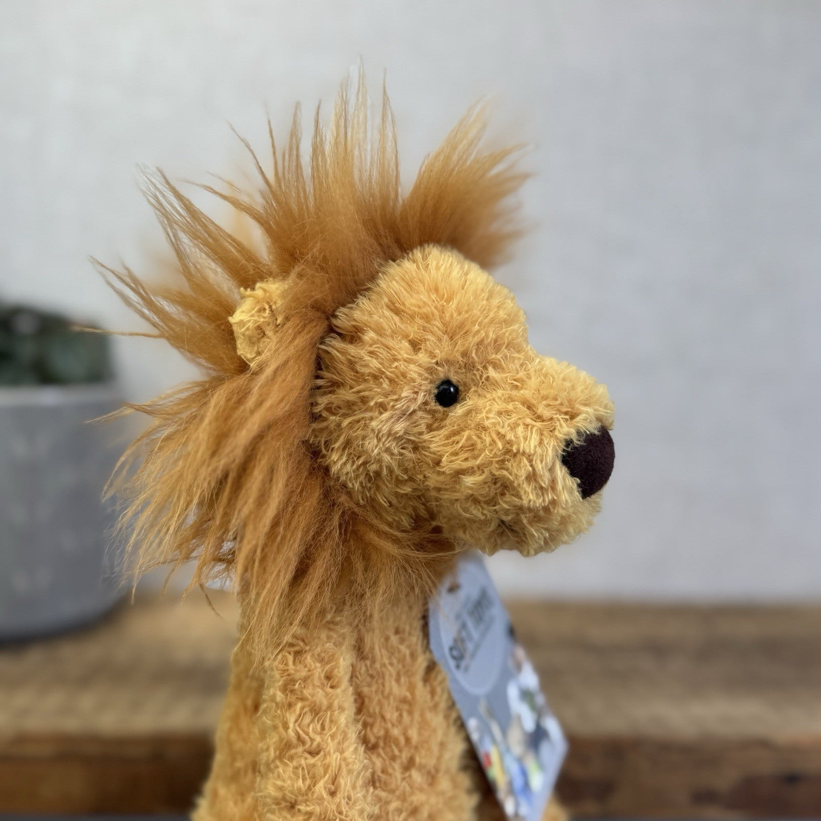 Jellycat Wild Thing Lion - Light Yellow Curly Long Legs Wild Cat Beanie Plush