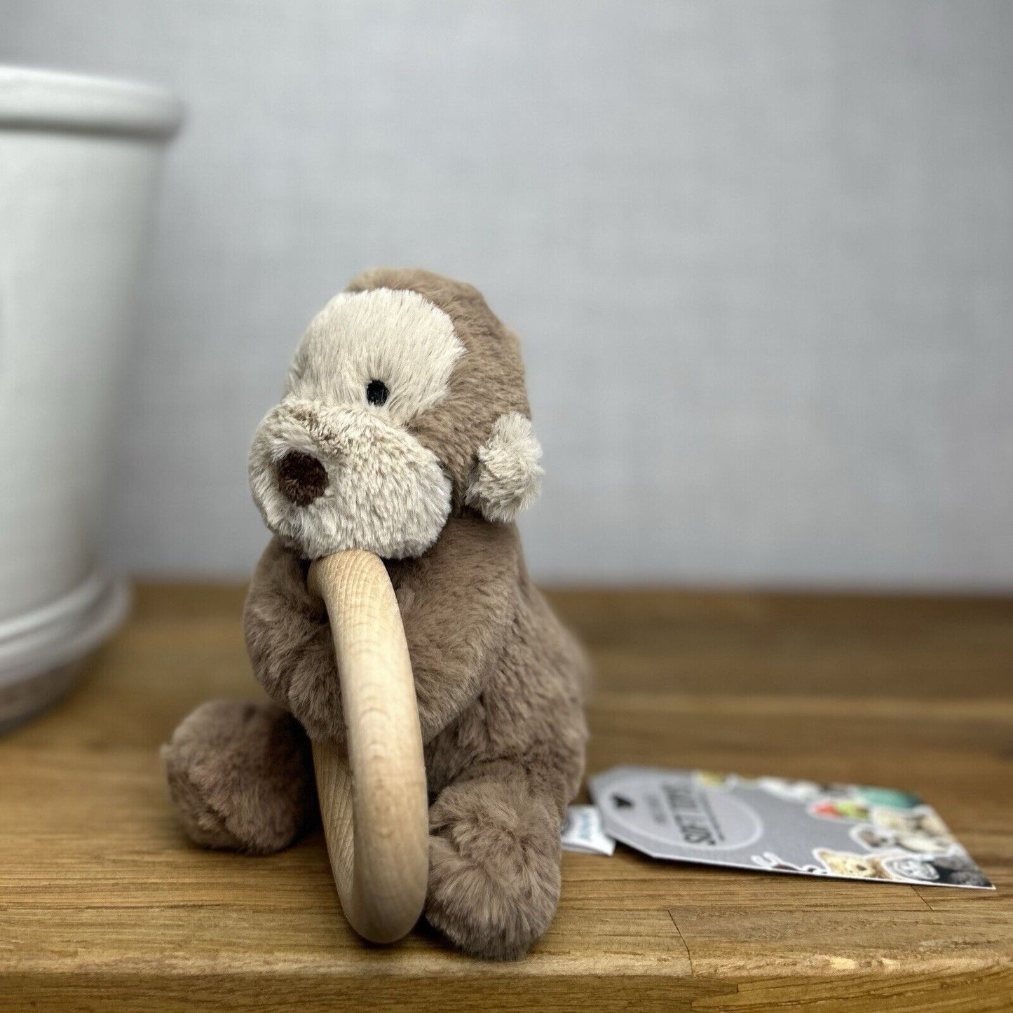 Jellycat Shooshu Monkey Teething Ring - Rattle Toy - Monkey Smudge Teether 5”