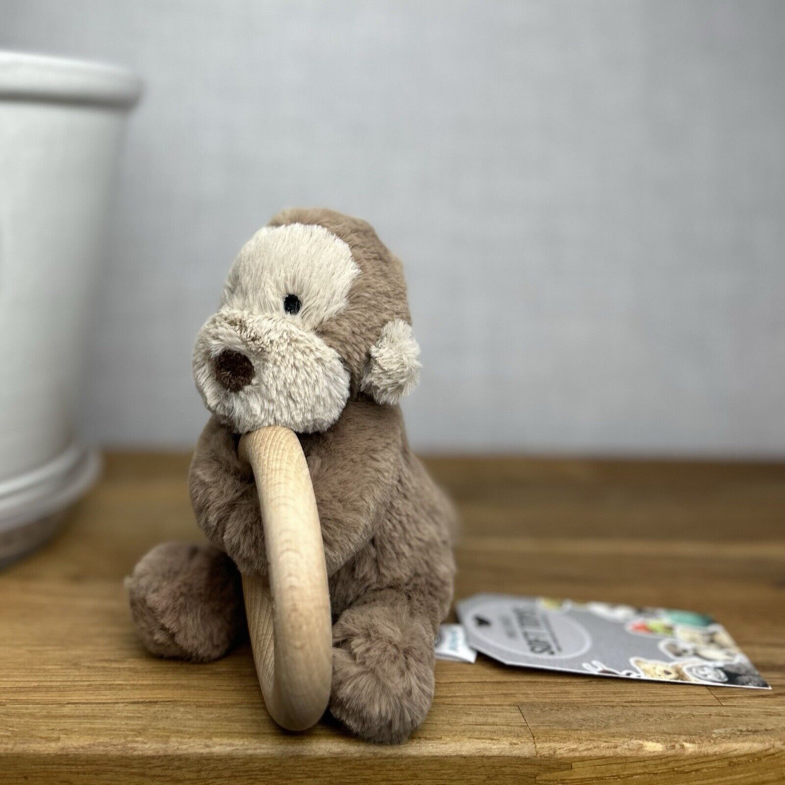 Jellycat Shooshu Monkey Teething Ring - Rattle Toy - Monkey Smudge Teether 5”