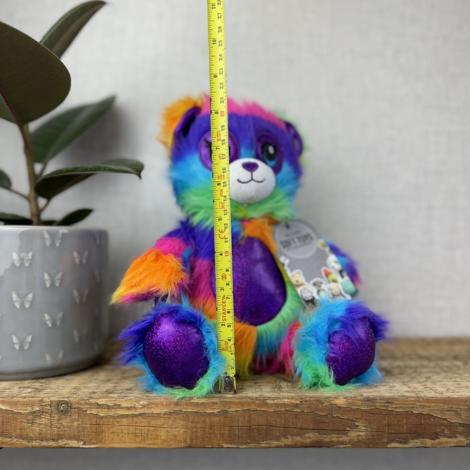 BAB Build A Bear Lisa Frank Shaggy Rainbow Bear - Fluffy Rainbow BAB Rare 10"