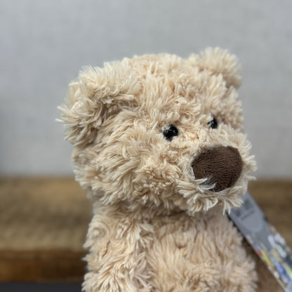 Laura Ashley Bear Plushie Soft Toy - Textured Light Gold Floppy Beanie Bear 14"