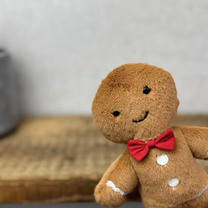 Jellycat Small Jolly Gingerbread Fred - Older Style Red Bow Gingerbread Plush 9"