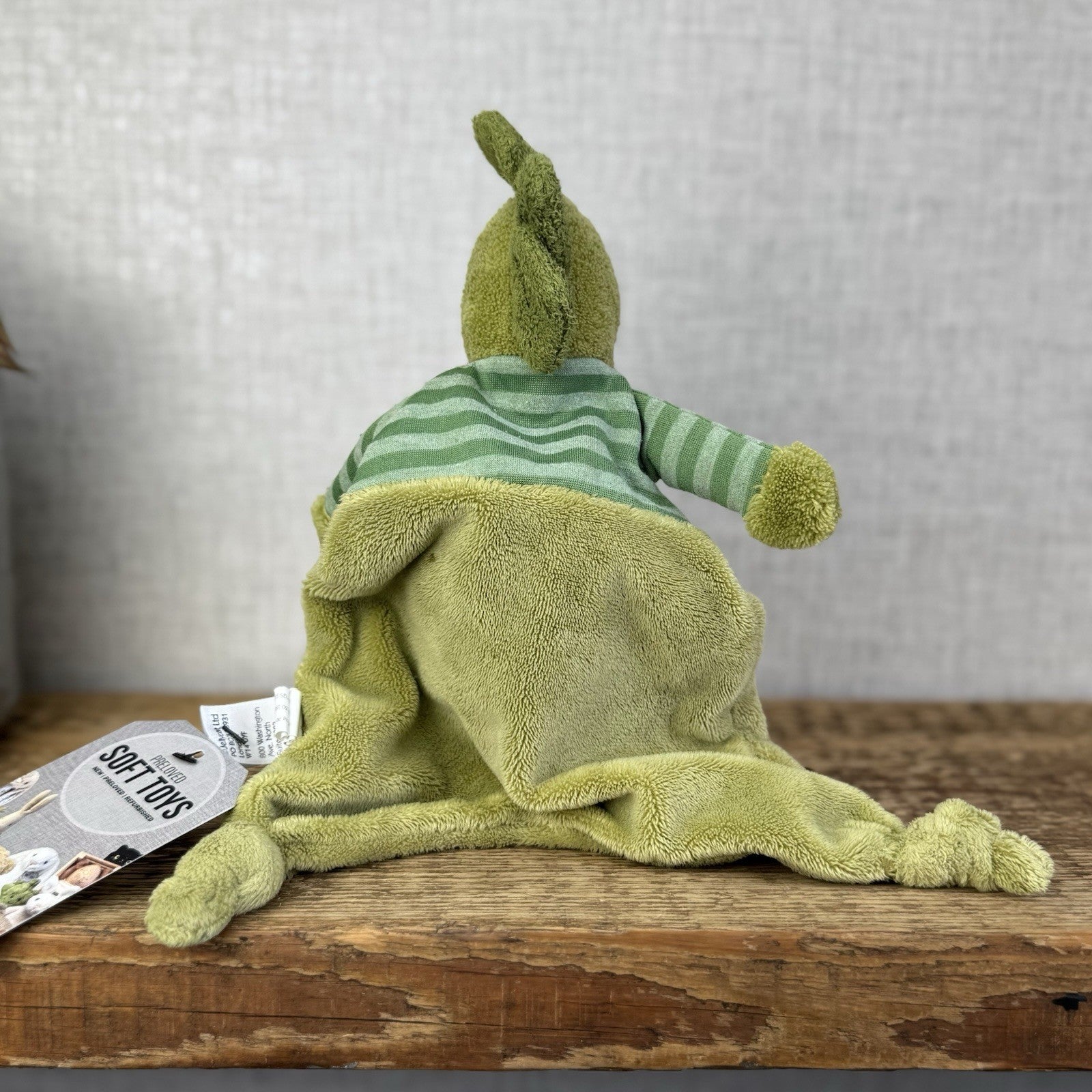 Jellycat Green Stripey Dinosaur Soother - Stripey Dino Doudou Comforter Retired