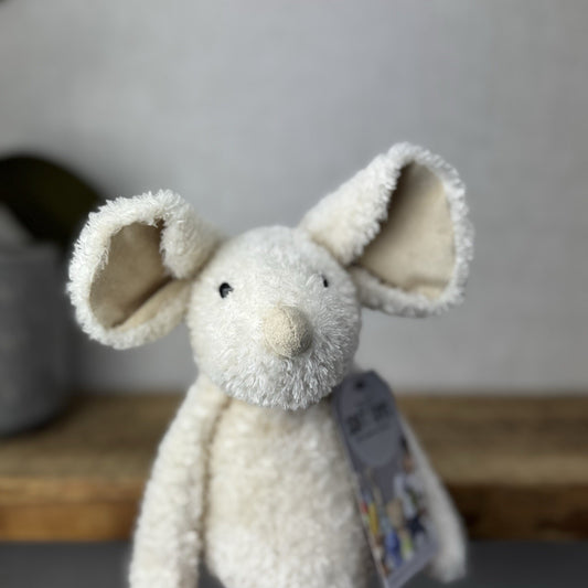 Jellycat Tickle Mouse - Vintage Off White Mouse Beanie Plush Medium Retired 12"