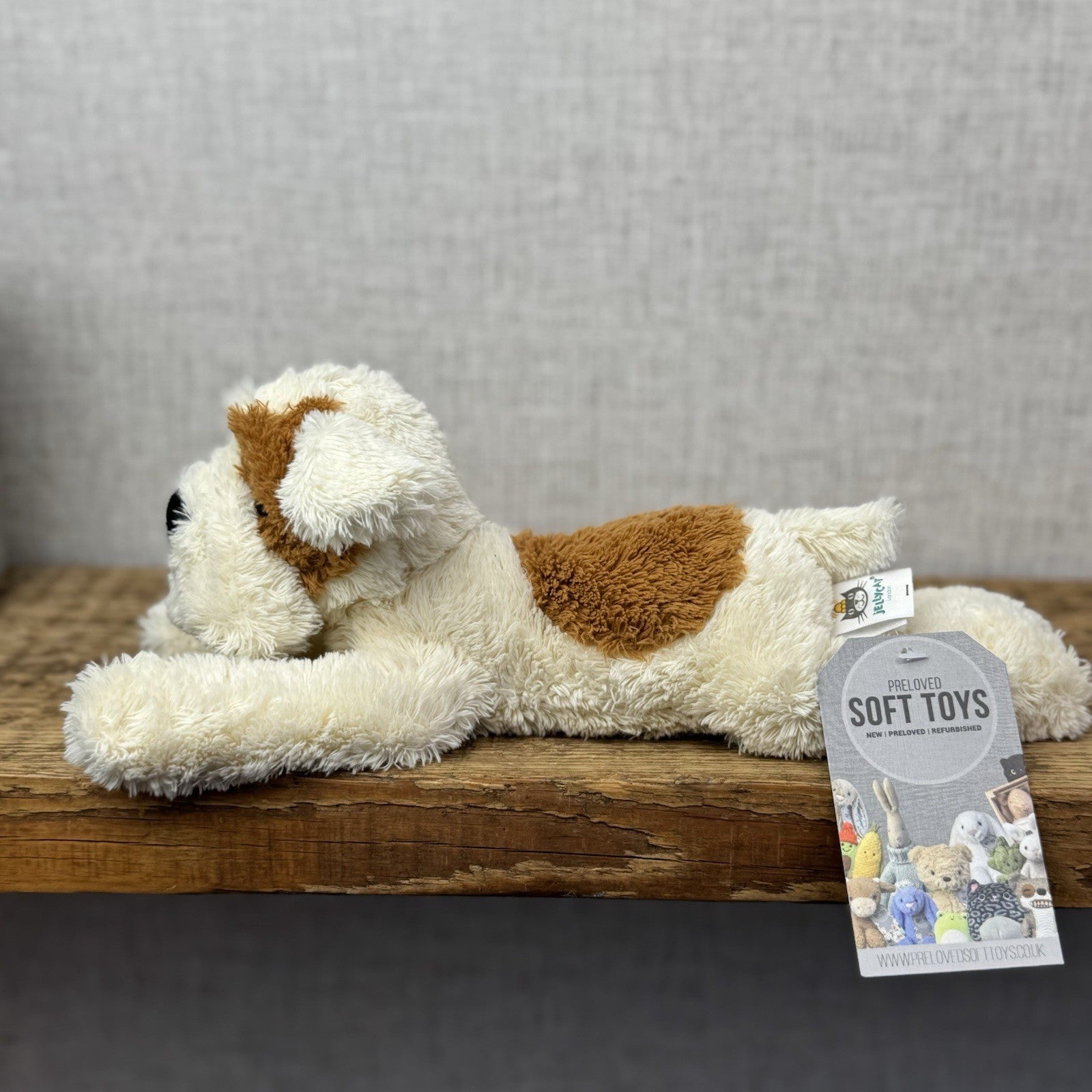 Jellycat Mish Mash Puppy Brown/Cream Laying Retired Puppy Dog Beanie 11"