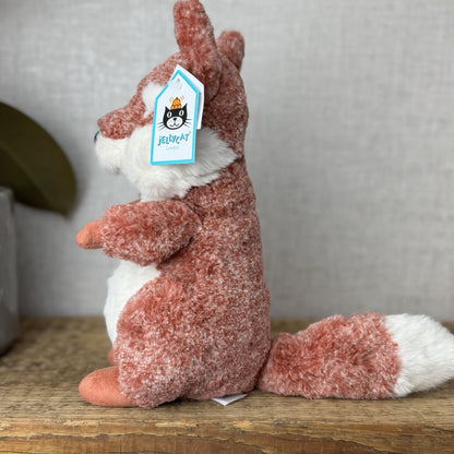 Jellycat Ambrosie Fox - Sitting Red Mottled Fox Beanie Plush Toy Woodland 9"