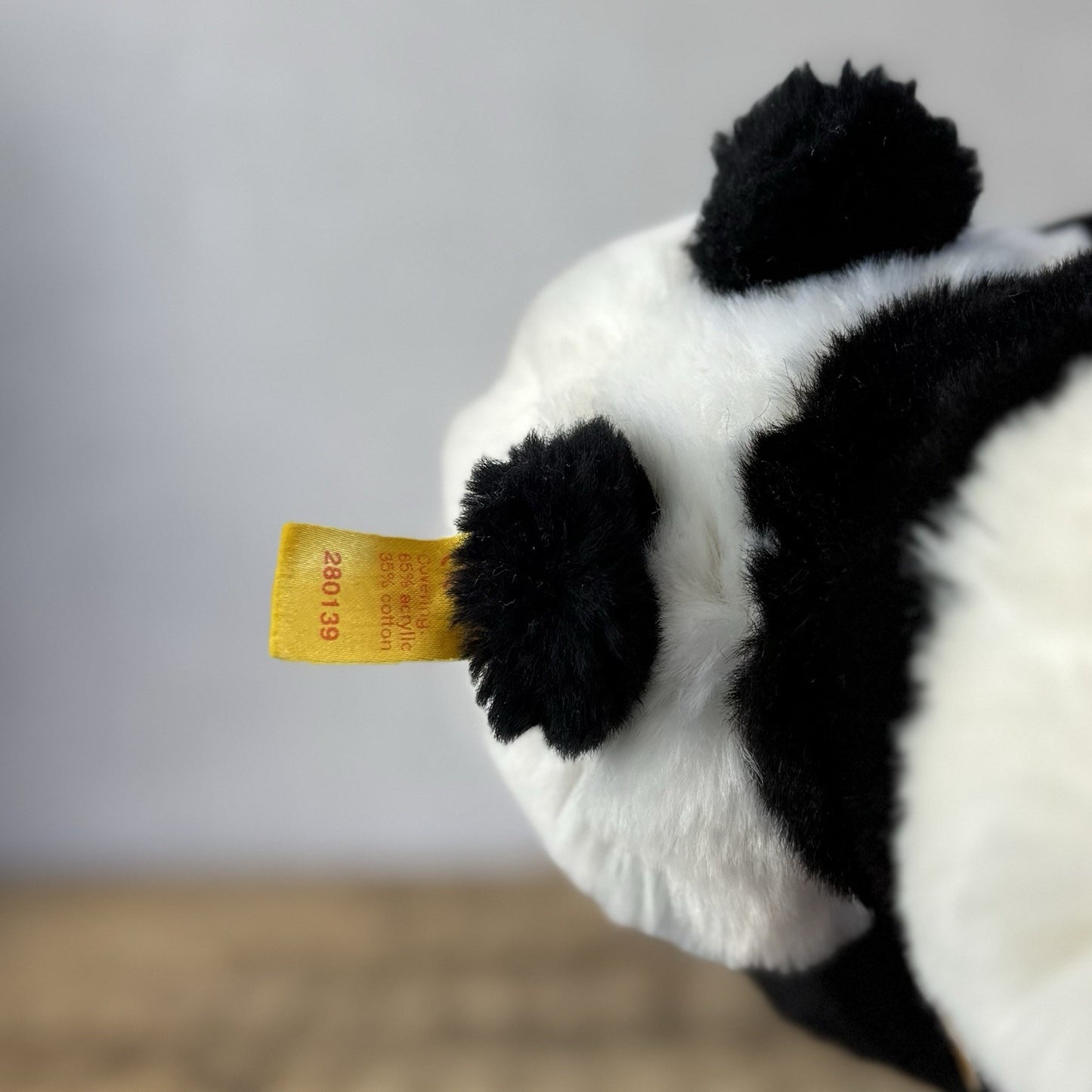 Steiff Small Lying Manschli Panda - New With Tags Vintage Small Laying Panda 9"