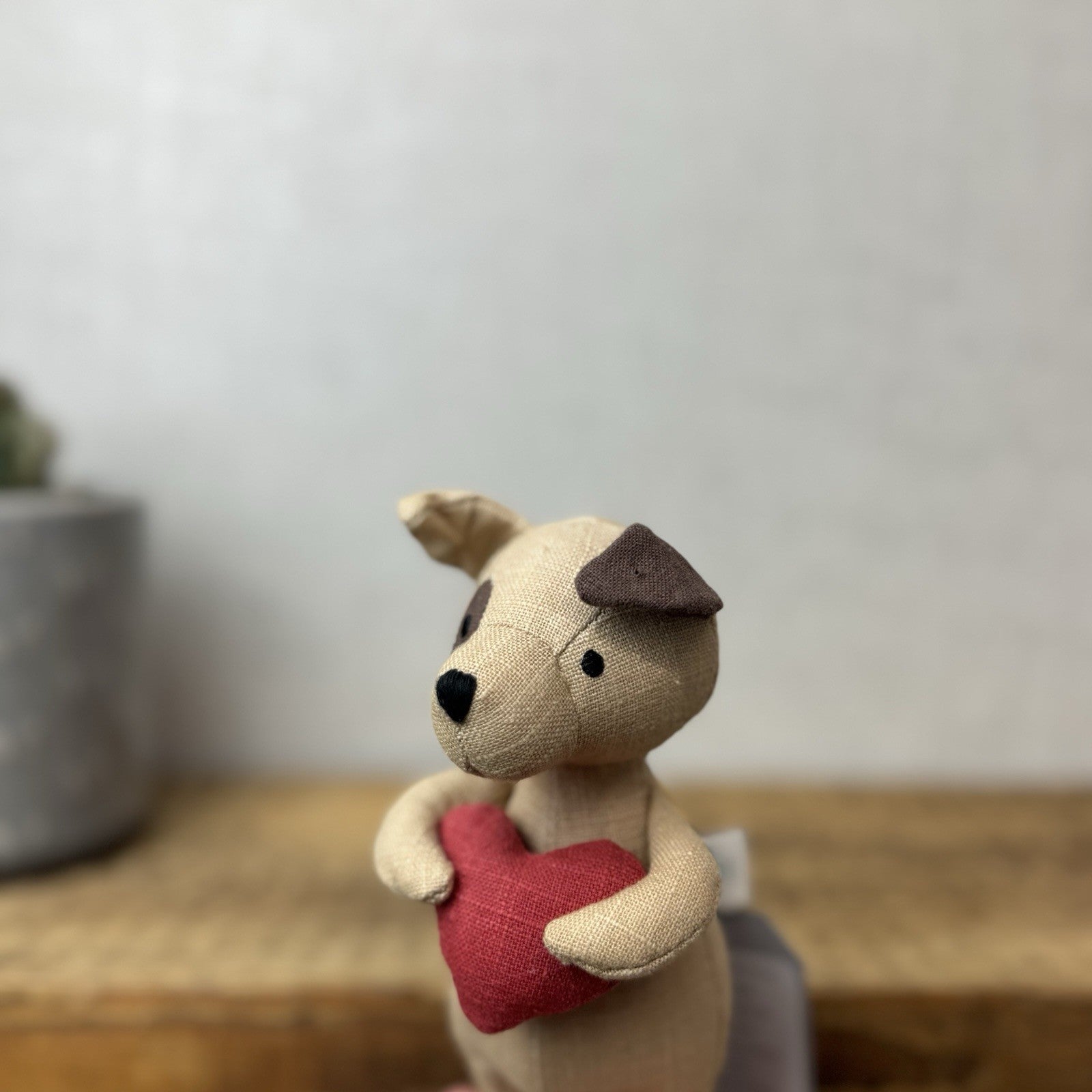 Jellycat Mini Messenger Puppy Dog - Dog Holding Heart Mini Linen Pup Retired 8"