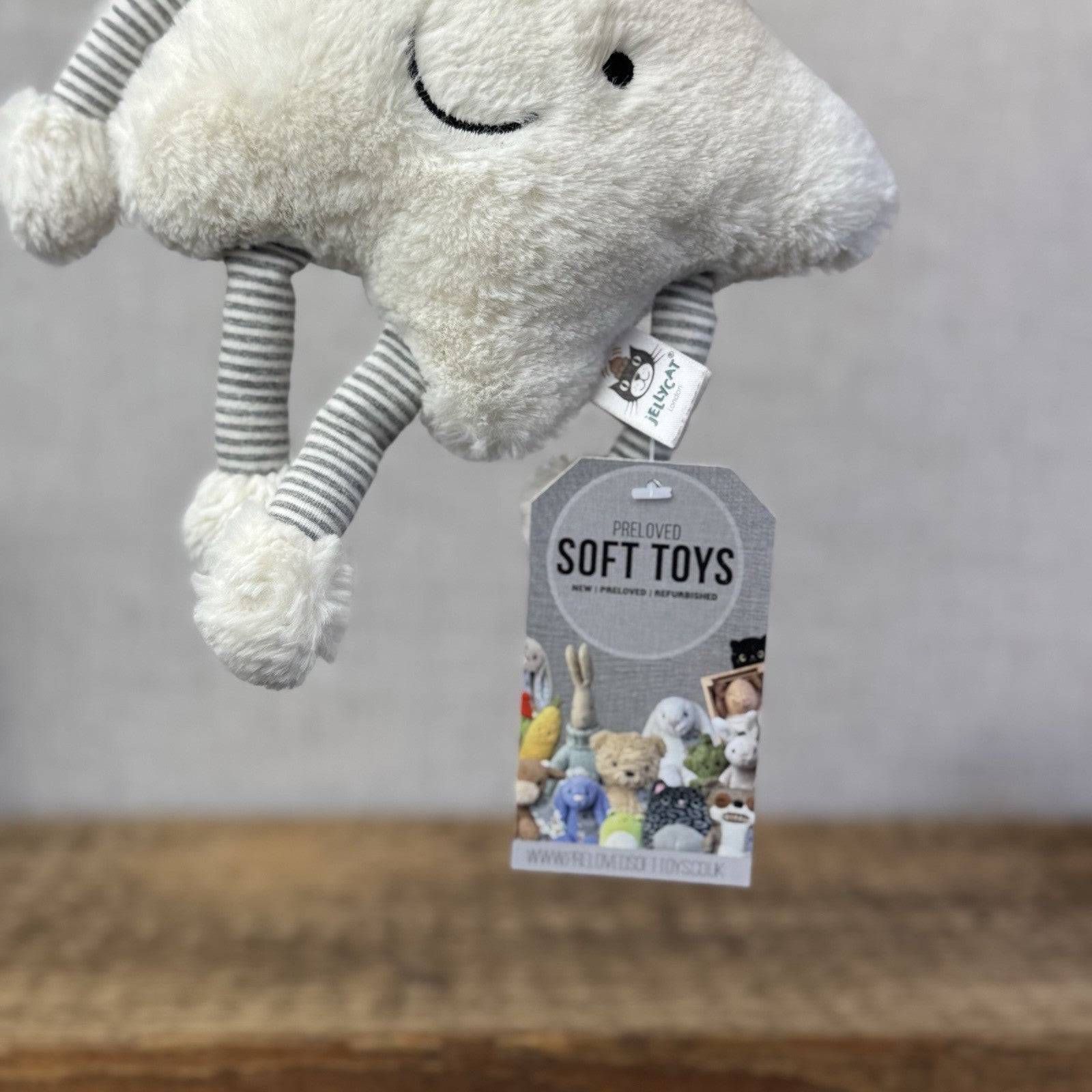 Jellycat Little Star Musical Pull - White/Grey Striped Neutral Music Toy 