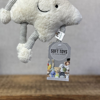 Jellycat Little Star Musical Pull - White/Grey Striped Neutral Music Toy 