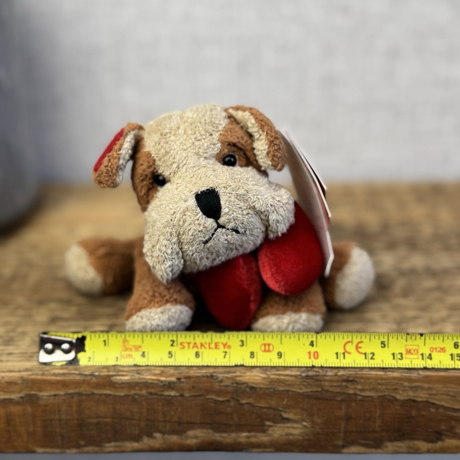 Russ Berrie Luv Pets Dog - Lance Bulldog Soft Toy With Hanging Hearts With Tags