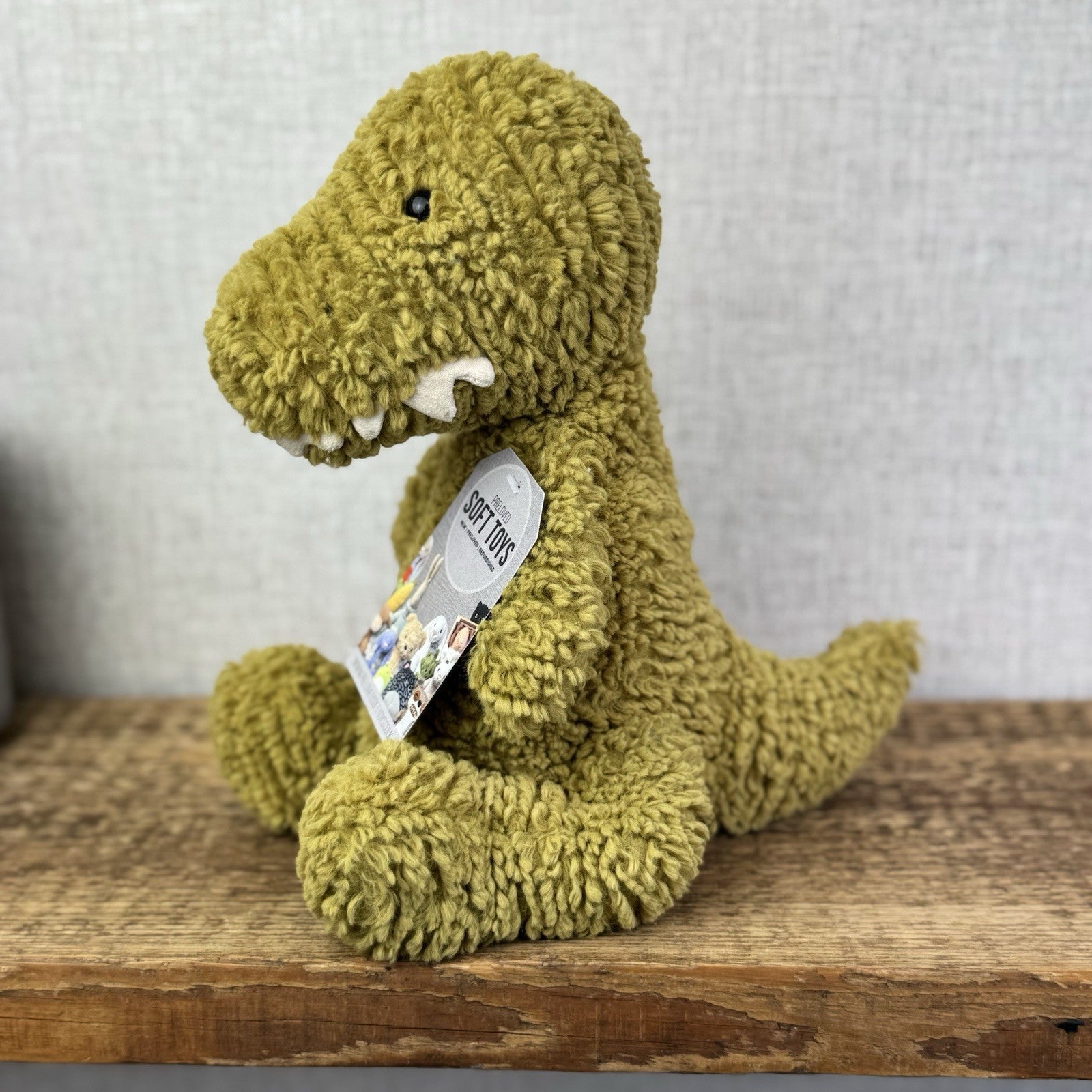 Jellycat Quangle Wangle Dinosaur - Green Textured Sitting Dinosaur Beanie 12"