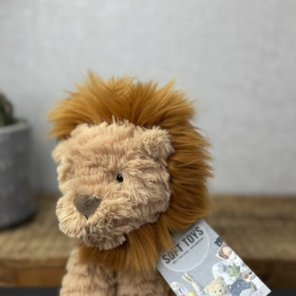 Jellycat Medium Fuddlewuddle Lion - Textured Sitting Lion Beanie Toy 9” (#2)