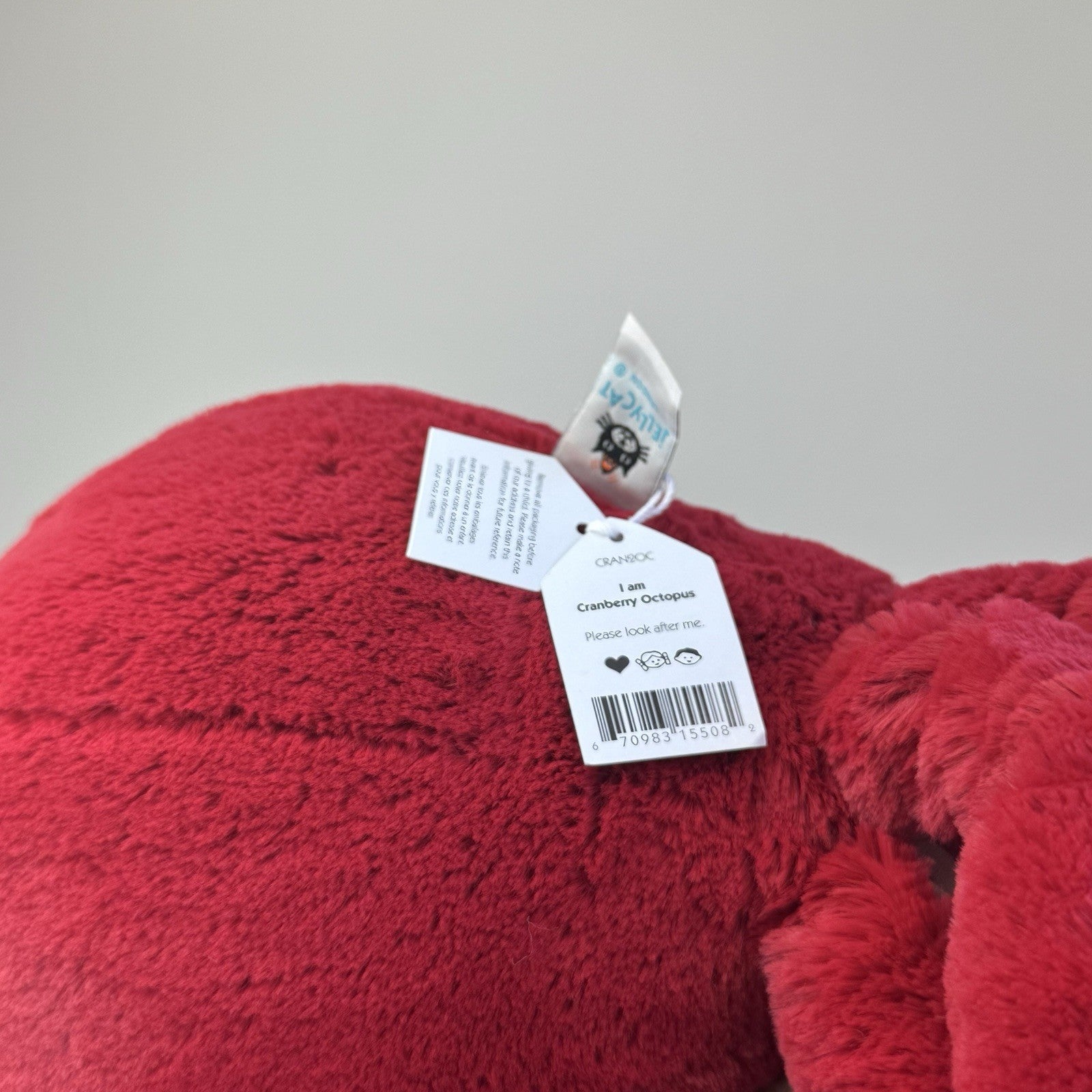 Jellycat Cranberry Octopus - Large Red Octopus Beanie Retired BNWT 16"