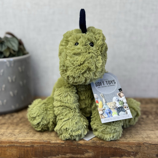 Joules Plush Green Dinosaur 8" Soft Toy - Medium Beanie Green Dino Plush Teddy 