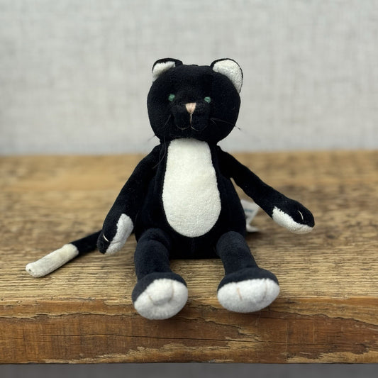 Jellycat Baby Slackajack Cat - Mini Black Soft Toy Kitty Velour Rare Vintage 6"