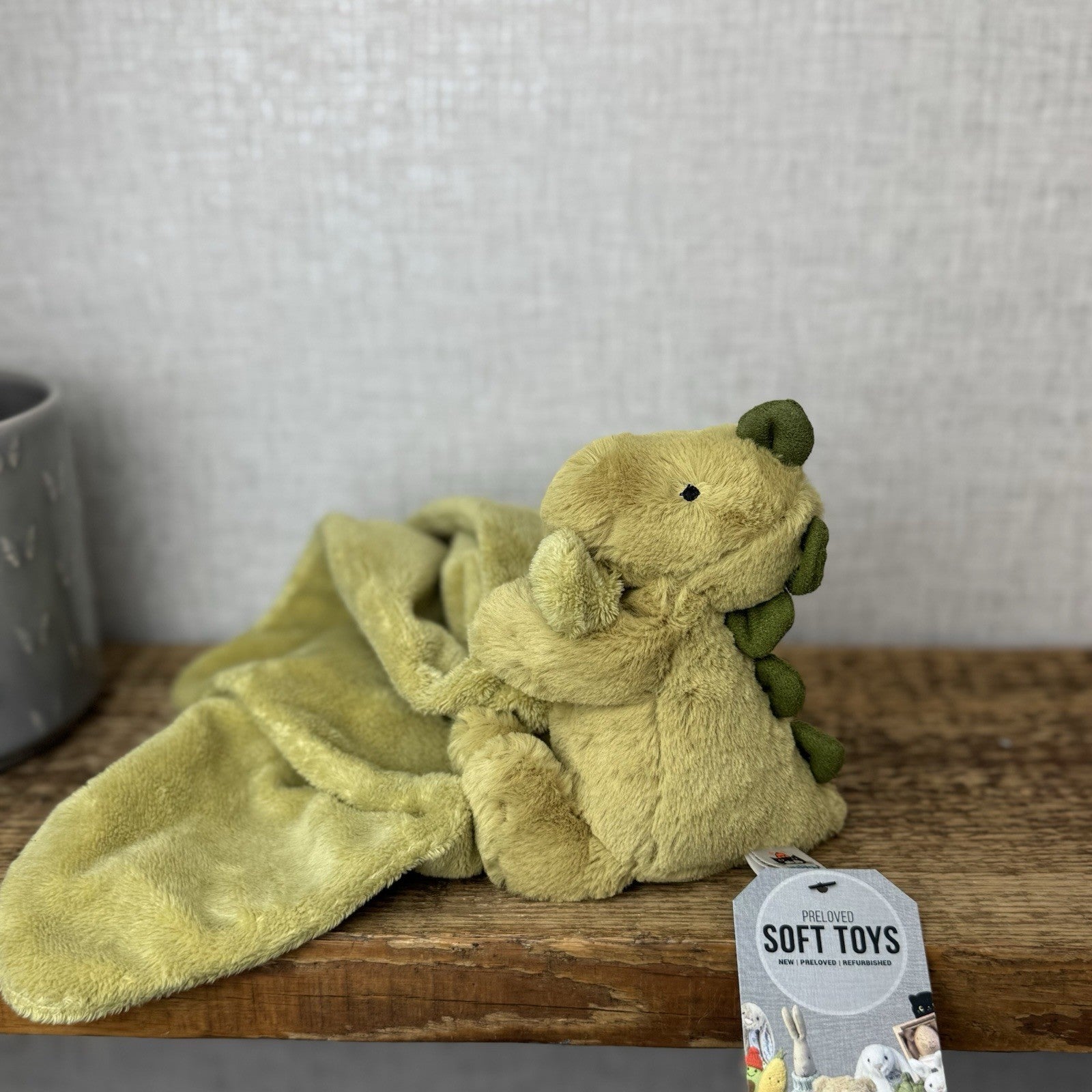 Jellycat Green Bashful Dinosaur Blanket - Colder Blanket Soft Soother Retired