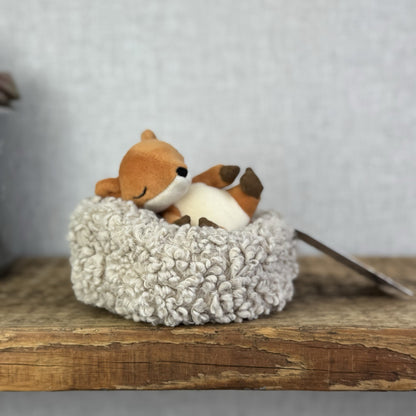 Jellycat Hibernating Fox - Tiny Fox In A Beanbag Nest Wildlife Plush Rare 5"