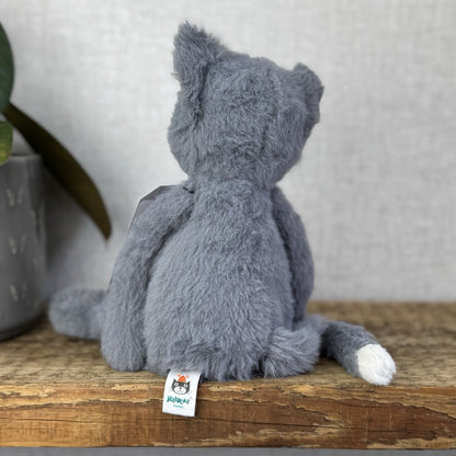 Jellycat Sweetie Kitten - Small Fluffy Light Grey Beanie Kitten White Face Rare