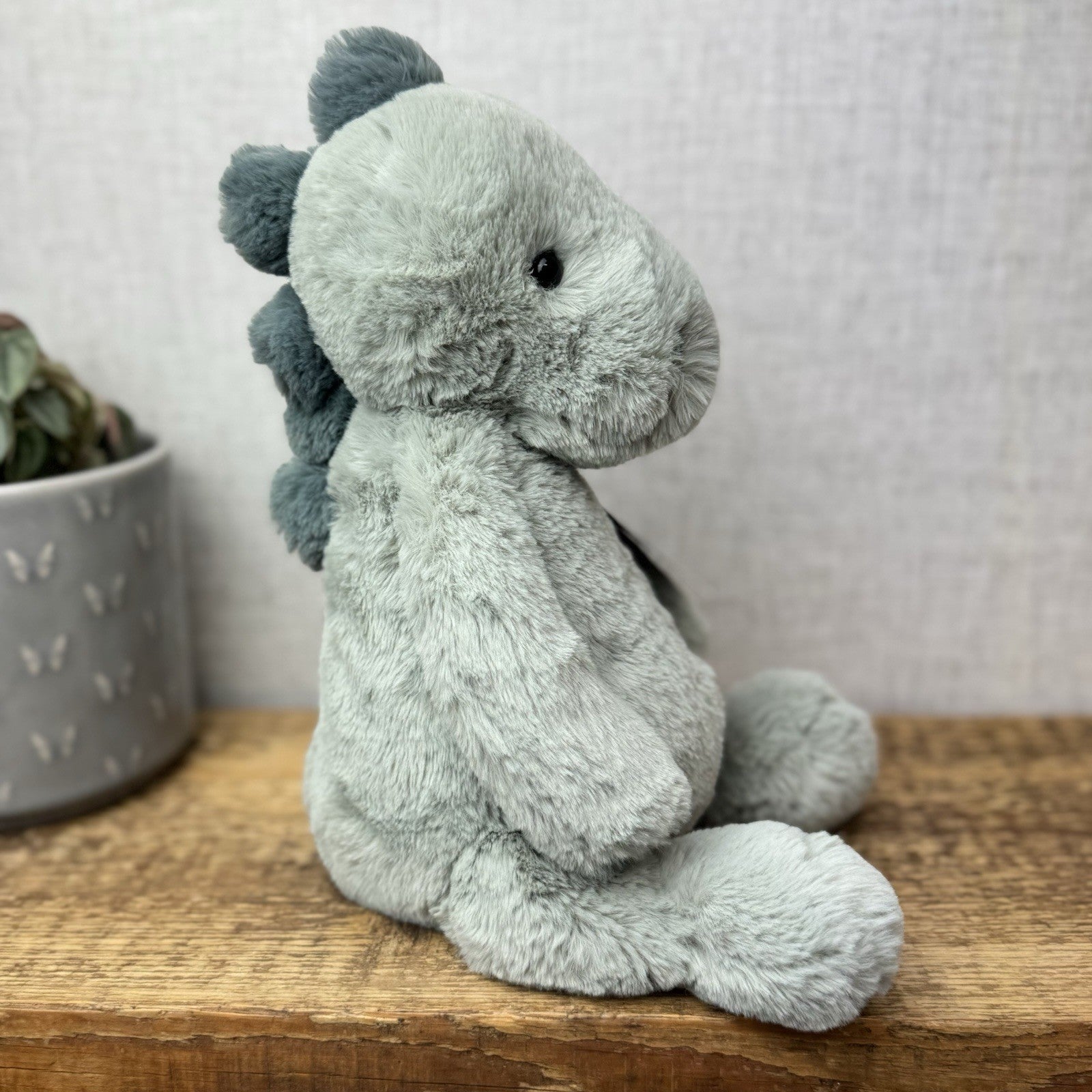 Jellycat Medium Puffles Dinosaur - Soft Light Green Super Soft Dino Plush 12"