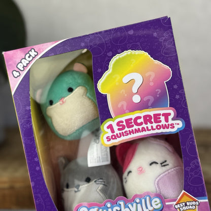 Squishmallow Squishville Best Buds Squad With Box - Mouse Cat Hamster Bundle 2”