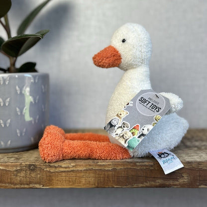 Jellycat Medium Slackajack Duckling - White Textured Duck Long Legs 12"