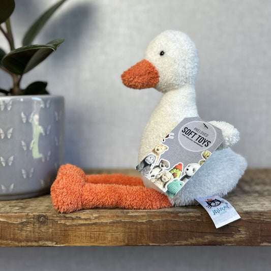 Jellycat Medium Slackajack Duckling - White Textured Duck Long Legs 12"