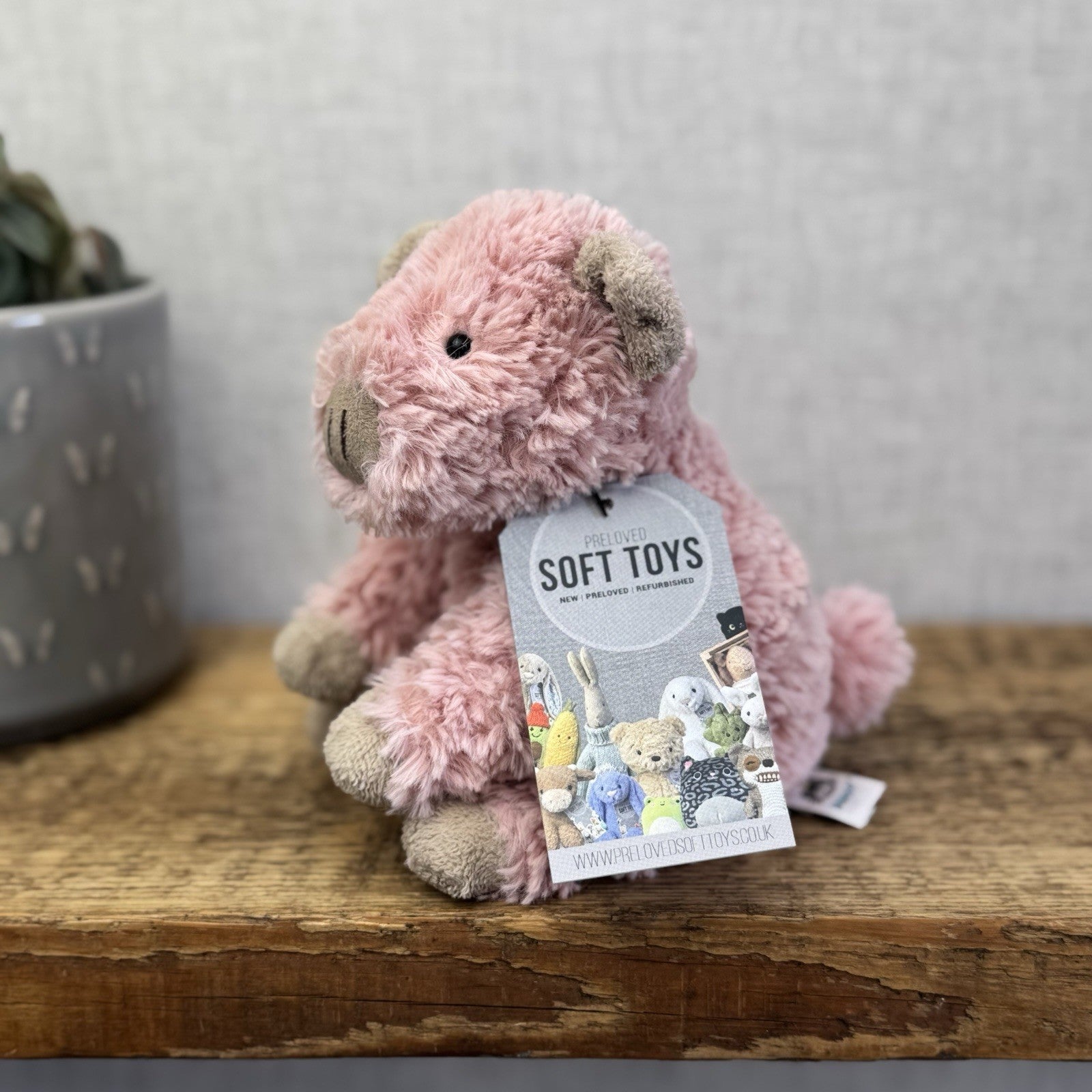 Jellycat Small Fuddles Pig - Pink Piglet Textured Beanie Retired Rare 8"