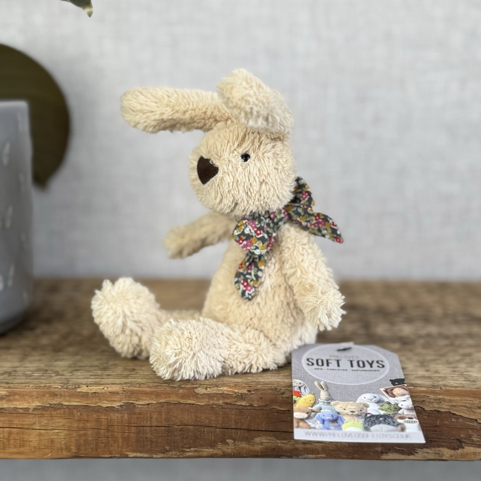 Jellycat Rufus Rabbit Lost & Found Friends  Tiny Rabbit With Bow Rare Retired 7"